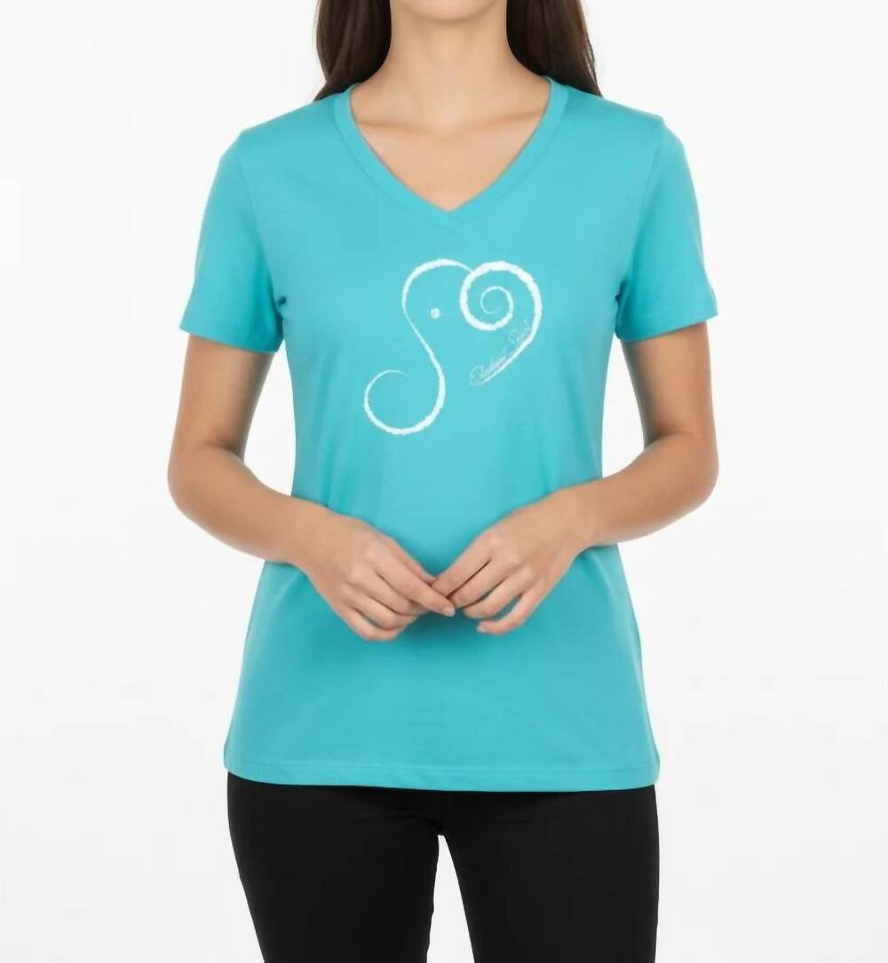 NEW ALLEY DESIGNS elephant spirit v-neck t-shirt in turquoise